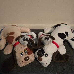 Pound Puppies Plush Set 4pc Hasbro Tan White Grey Newborns Dogs Multicolor